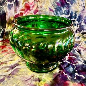 Vintage NAPCO Emerald Green Glass Pot Planter Vase Cleveland Ohio # 1191